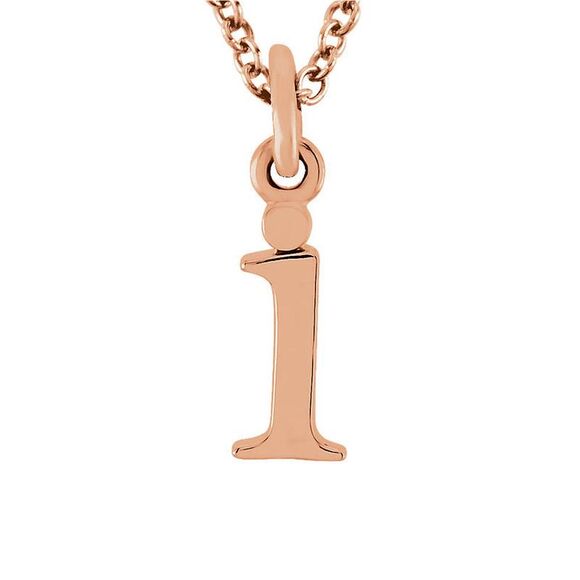 The Abbey Lower Case Initial 'i' Necklace in 14k Rose Gold, 16 Inch - Picture 1 of 4